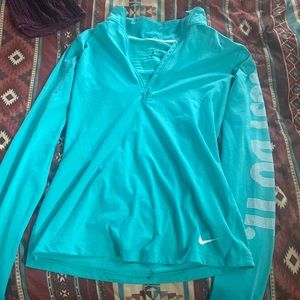 Nike pro light blue athletic half zip stretchy material